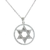 0.75 Cts. 14K White Gold Diamond Star of David Pendant