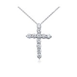0.75 Cts. 14K White Gold Small Diamond Cross Pendant