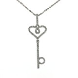 0.39 Cts. 18K White Gold Diamond Key Pendant