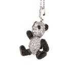 1.80 Cts. 14K White Gold Black And White Diamond Teddy Bear Pendant