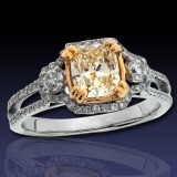 1.56 Cts. 14K White Gold Fancy Yellow Diamond Engagement Ring