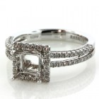 0.52 Cts. 18K White Gold Diamond Princess Cut Engagement Ring Setting