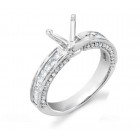 0.83 Cts. 18k White Gold Princess and Round Shape Diamond Engagement Ring Setting