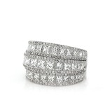 4.58 Cts. 18K White Gold Round and Princess Cut Diamond Ladies Cocktail Ring