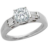 1.22 Ct Cushion Cut Diamond Engagement Ring With Side Baguettes