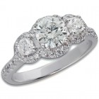 2.10 Ct 3 Stone Diamond Engagement Ring in 14Kt  White Gold