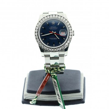 ROLEX Turnograph Datejust Diamond Bezel Blue Dial 36mm Automatic Watch
