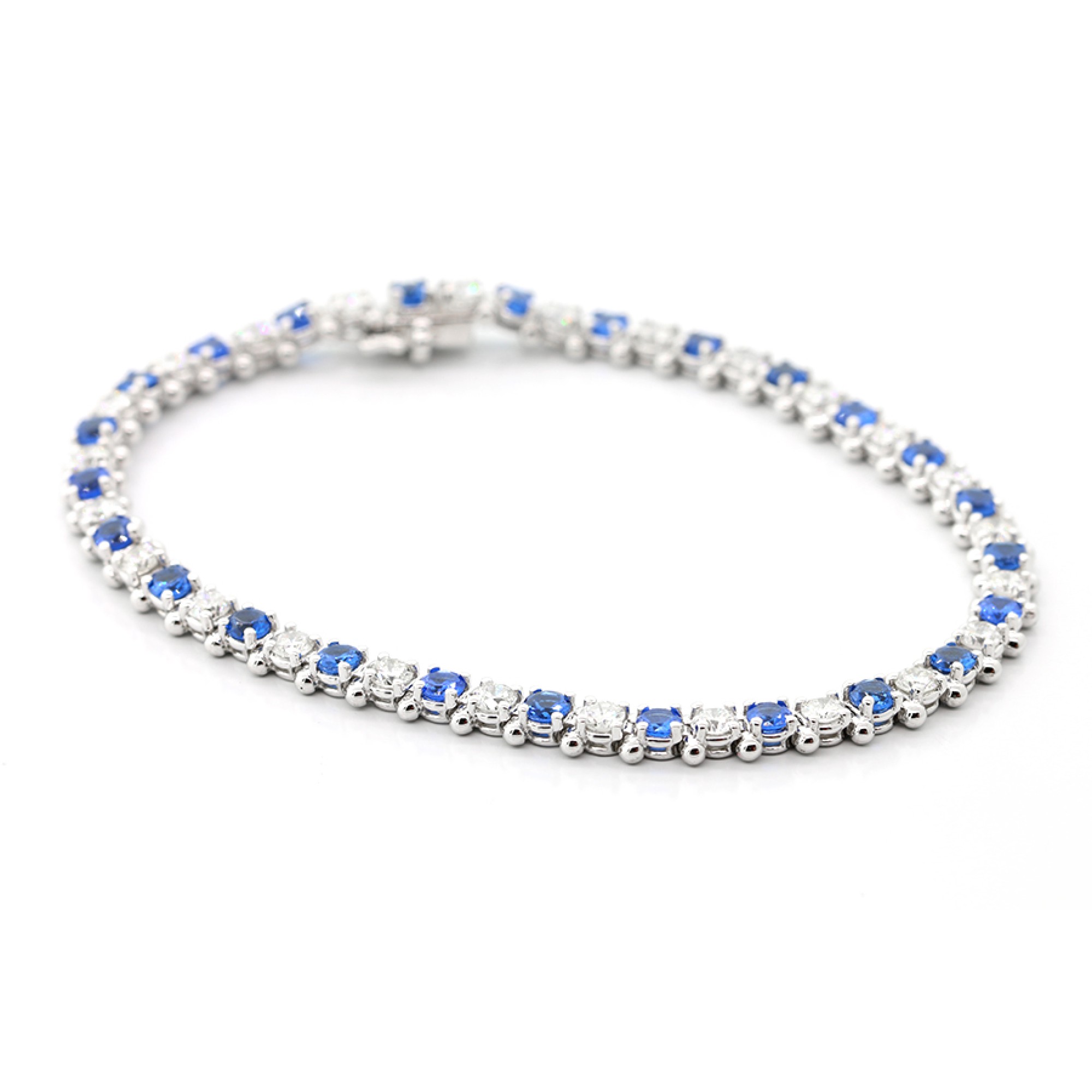 Diamond and Sopphire Tennis Bracelete set in 14K White Gold,Cheap ...
