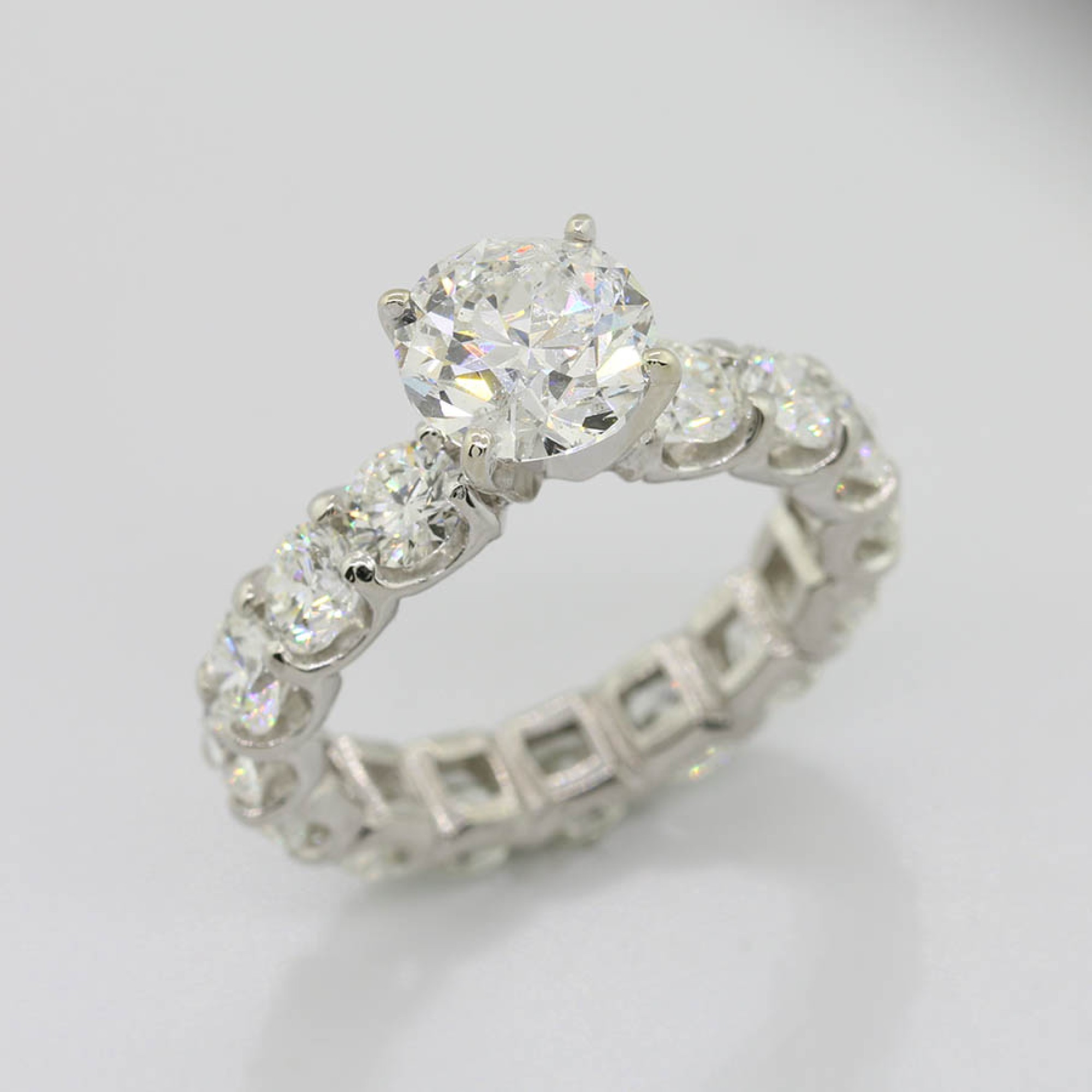 6.02 Cts Round Cut Eternity Diamond Engagement Ring Platinum,Cheap ...
